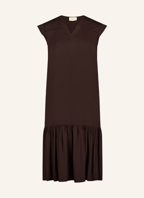 CARTOON Dress with lace and flounces DARK BROWN