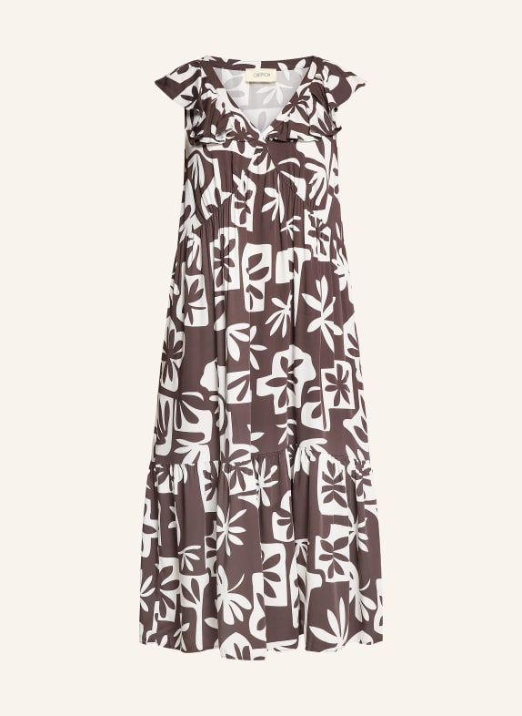 CARTOON Dress with ruffles DARK BROWN / WHITE