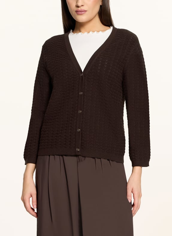 CARTOON Cardigan with 3/4 sleeves DARK BROWN
