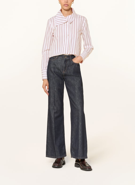 van Laack Blouse VL-TULASA-XX WIT / DONKERROOD