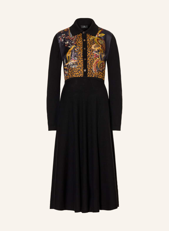 ETRO Blousejurk van gemengde stoffen ZWART / BRUIN / DONKERROOD