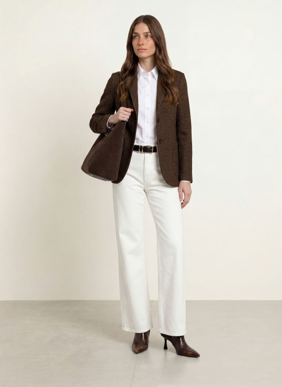 HARRIS WHARF LONDON Blazer met zijde MARRON FONCÉ / ORANJE / ZWART
