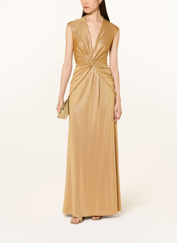 LAUREN RALPH LAUREN Abendkleid aus Jersey mit Glitzergarn GOLD