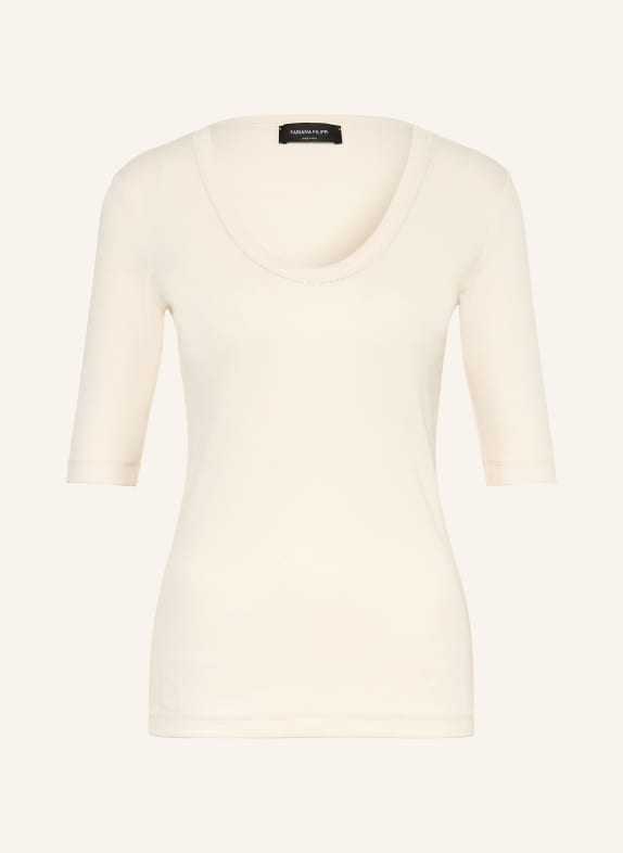 FABIANA FILIPPI T-shirt z ozdobnymi koralikami ECRU