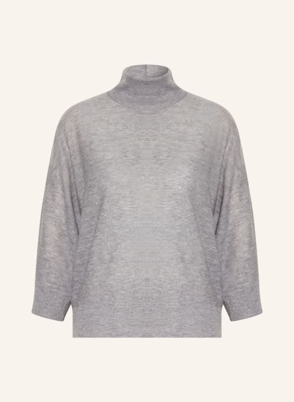 FABIANA FILIPPI Pullover mit 3/4-Arm und Pailletten GRAU