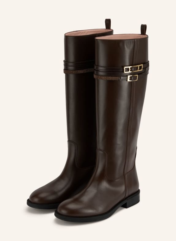 FABIANA FILIPPI Stiefel mit Schmucksteinen DUNKELBRAUN / GOLD