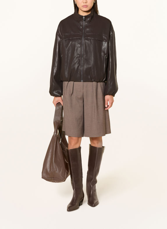 WITHBLACK AISHA-jas in leerlook MARRON FONCÉ