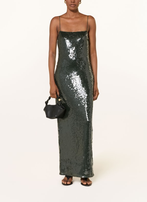 ROTATE Kleid mit Pailletten DUNKELGRÜN
