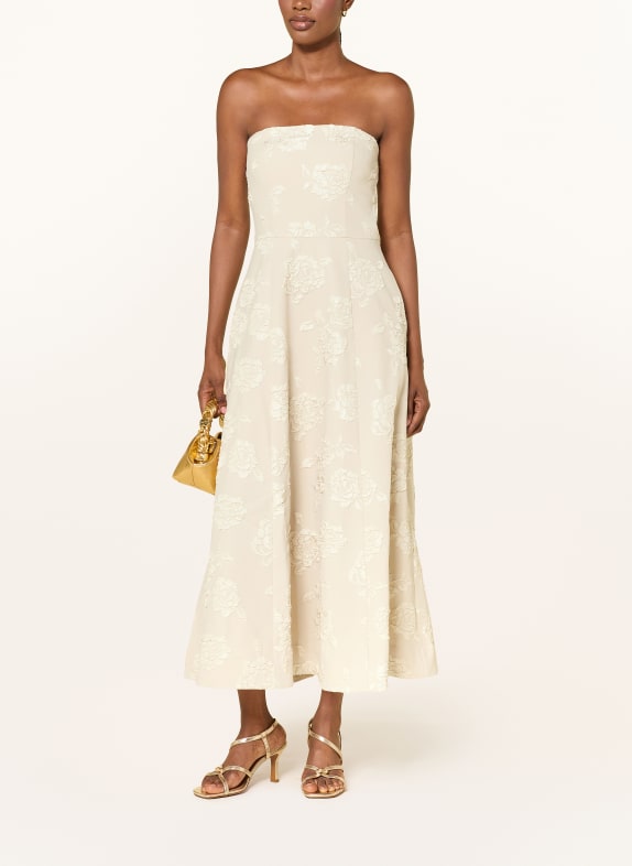 ROTATE Off-the-shoulder jacquard dress ECRU
