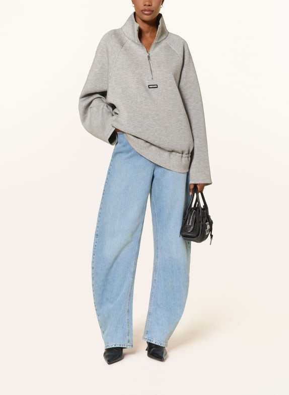 ROTATE Sweater met halve rits LICHTGRIJS