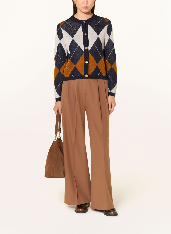GANT Gilet BLEU FONCÉ / COGNAC / CRÈME