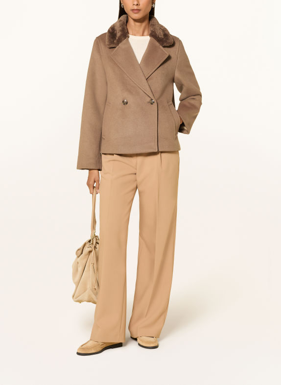 GANT Jas met kunstbont CAMEL / BRUIN