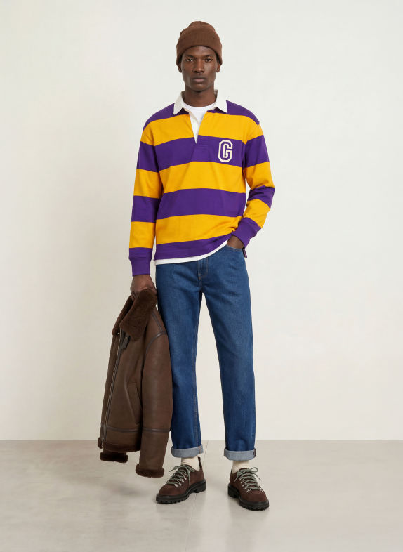 GANT Rugby shirt DARK PURPLE / ECRU / DARK YELLOW