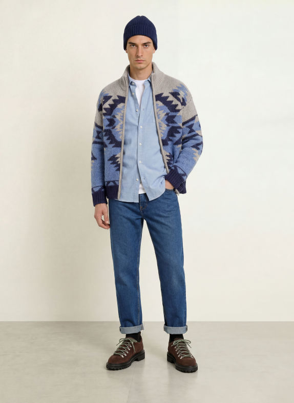 Gant Vest met alpaca BLAUW / TAUPE / DONKERBLAUW