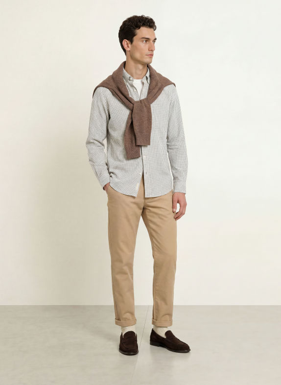GANT Flanellhemd Regular Fit DUNKELBLAU / CREME
