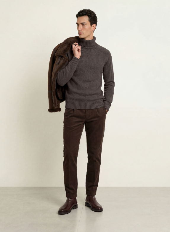GANT Turtleneck sweater DARK BROWN / DARK BLUE