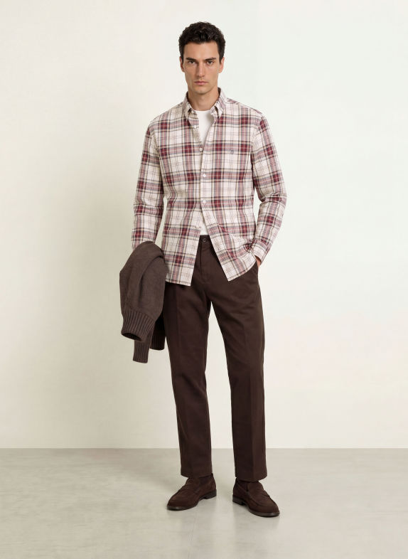 GANT Hemd Regular Fit DUNKELROT / ECRU / DUNKELBLAU