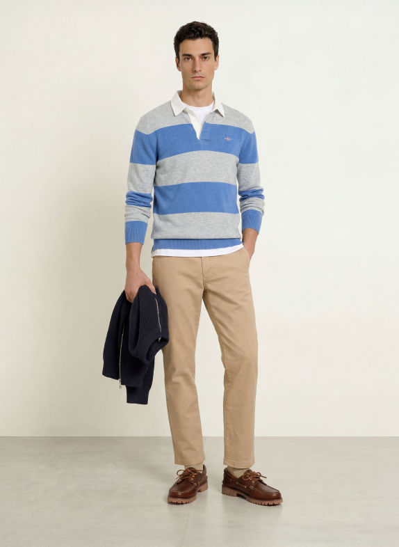 GANT Polo de rugby BLEU / GRIS / BLANC