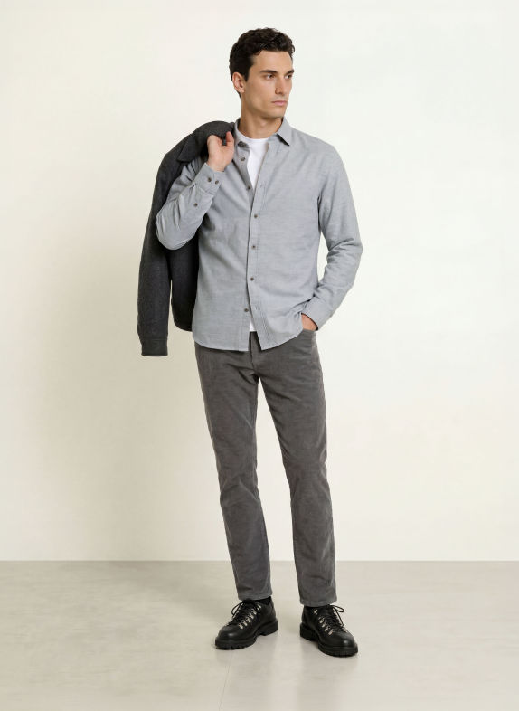 GANT Flanellhemd Regular Fit HELLGRAU