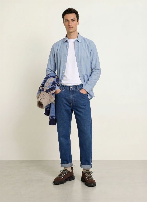 GANT Flanellhemd Regular Fit HELLBLAU