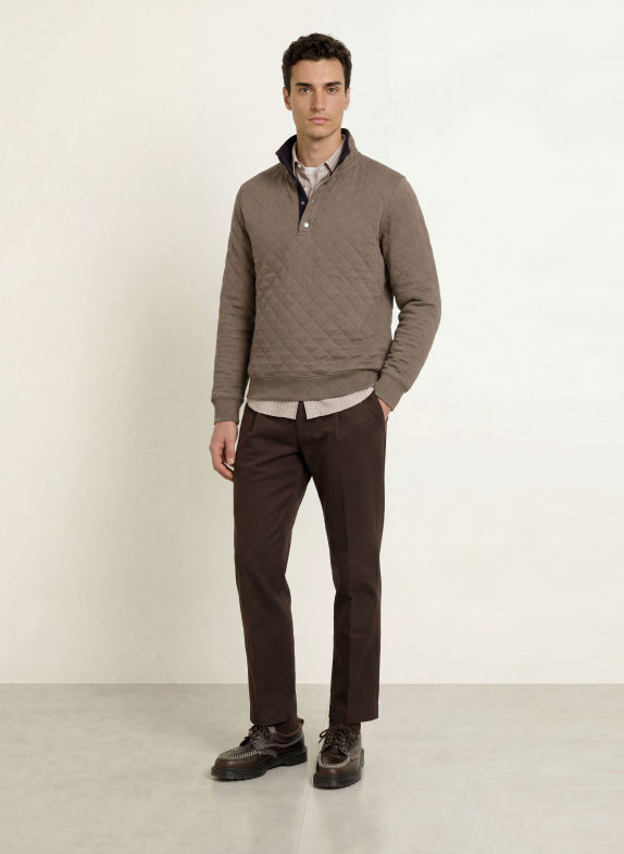 GANT Half-zip sweatshirt TAUPE / DARK BLUE