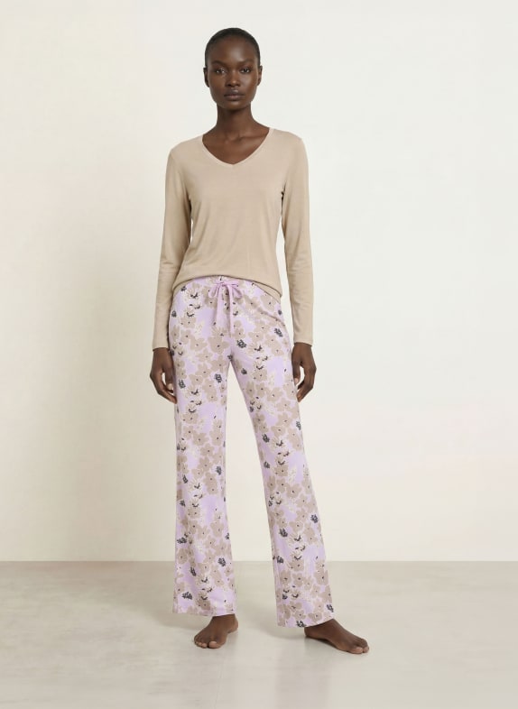 SCHIESSER Pyjamashirt MIX+RELAX TAUPE