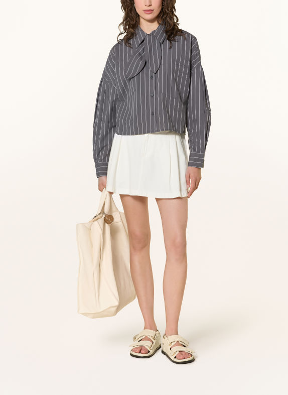 Marc O'Polo DENIM Hemdbluse mit abnehmbarer Schluppe DUNKELGRAU / WEISS