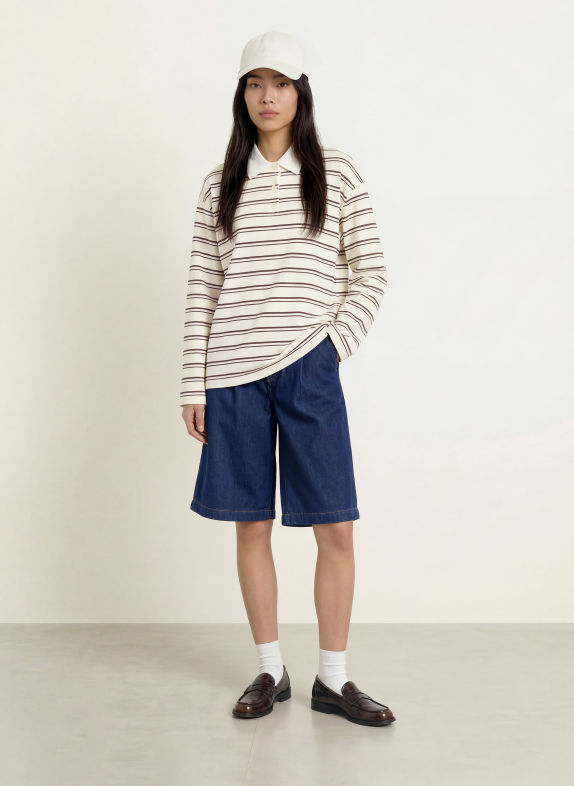Marc O'Polo DENIM Jersey-Poloshirt CREME / DUNKELROT