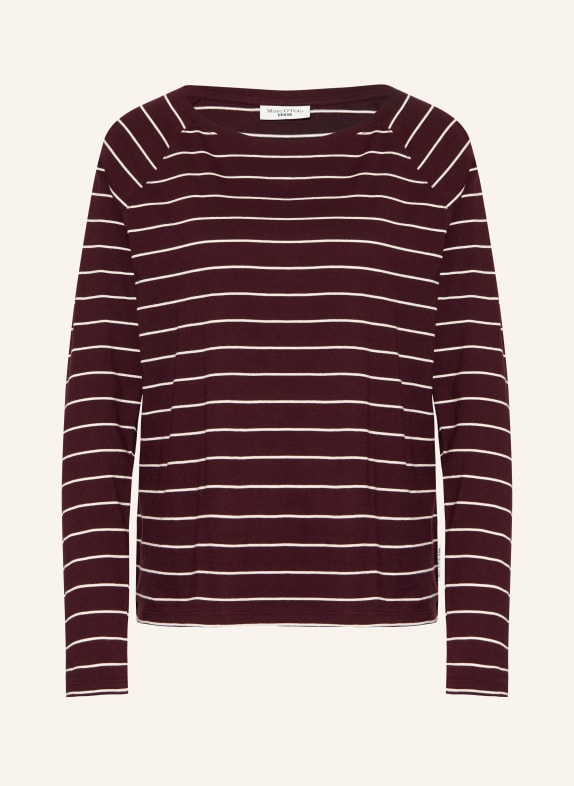 Marc O'Polo DENIM Haut à manches longues ROUGE FONCÉ / BLANC
