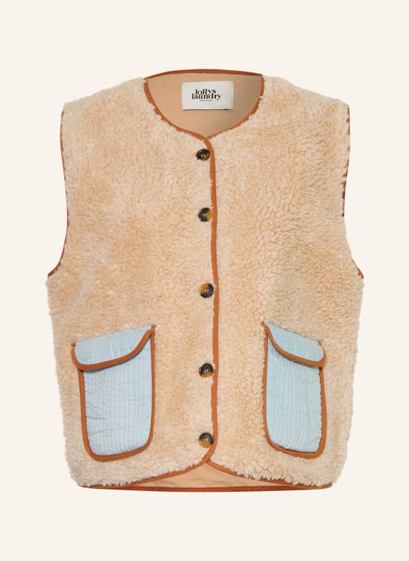 lollys laundry Bodywarmer van kunstbont JACELL BEIGE / LICHTBLAUW