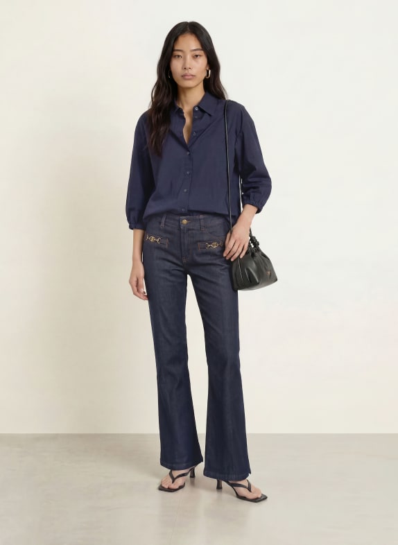 MOS MOSH MMVINITA-overhemdblouse met 3/4-mouwen DONKERBLAUW