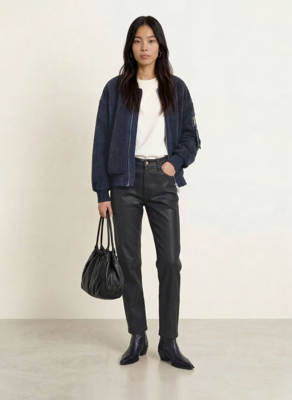 MOS MOSH Blouson en fourrure synthétique MMEMELINE en mélange de matières BLEU FONCÉ