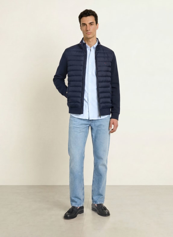 TOMMY HILFIGER Quiltad jacka i materialmix MÖRKBLÅ