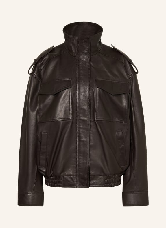 MRS & HUGS Leather jacket DARK BROWN