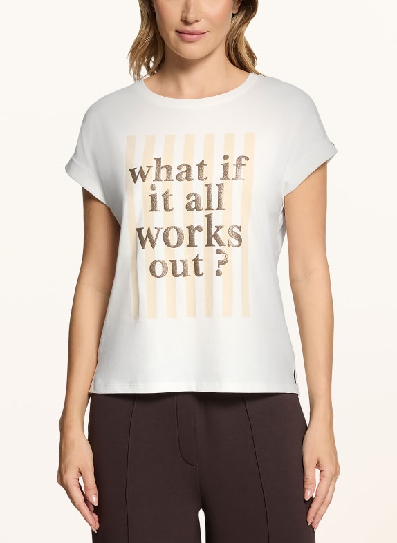 CARTOON T-shirt with glitter yarn WHITE / BROWN / BEIGE