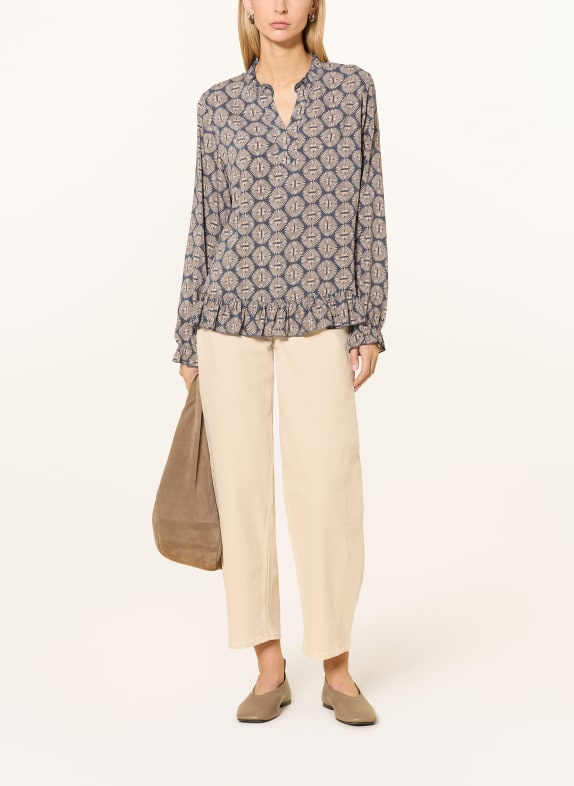 CARTOON Blouse met ruches DONKERBLAUW / BEIGE / ECRU