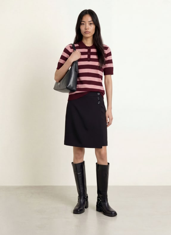 MORE & MORE Knit polo shirt DARK RED / PINK