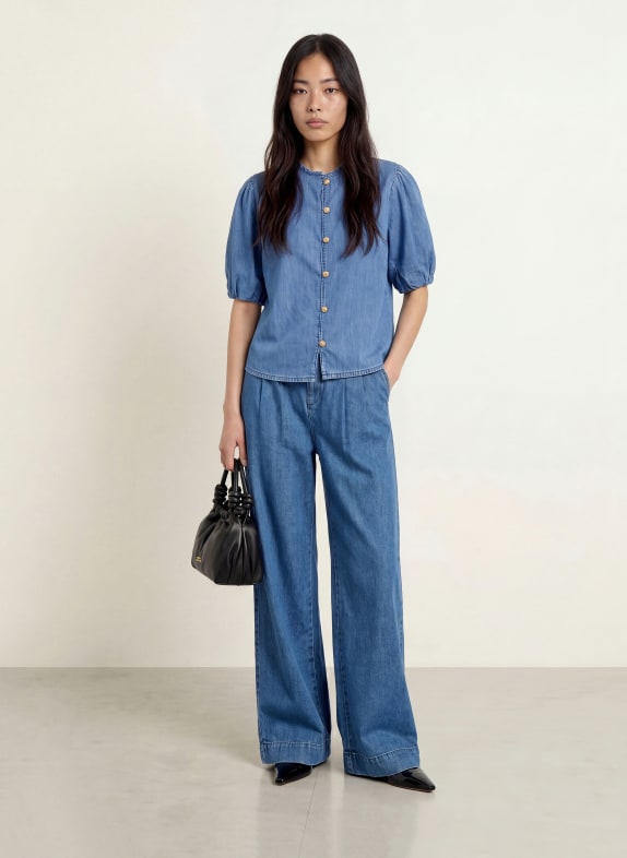 MORE & MORE Jeansbluse BLAU