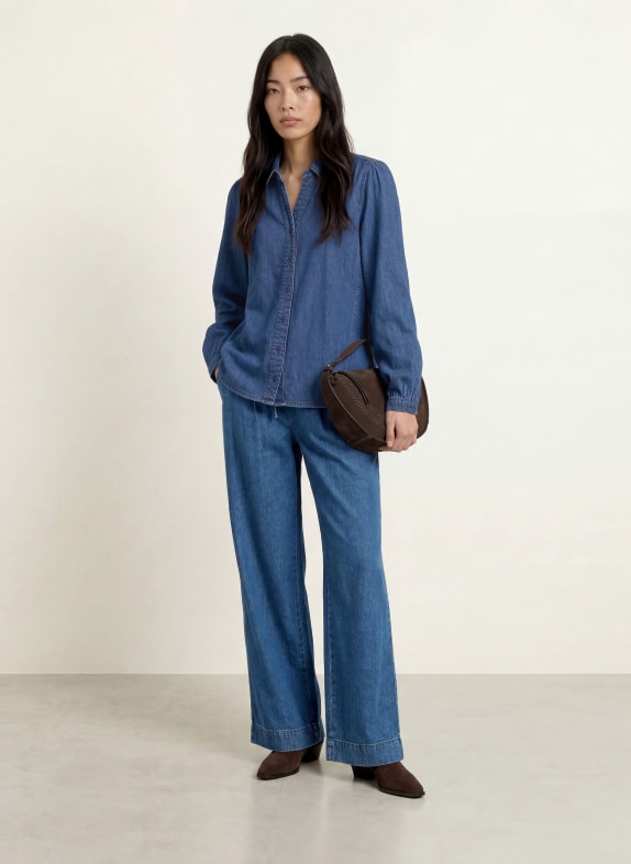 MORE & MORE Jeansbluse BLAU