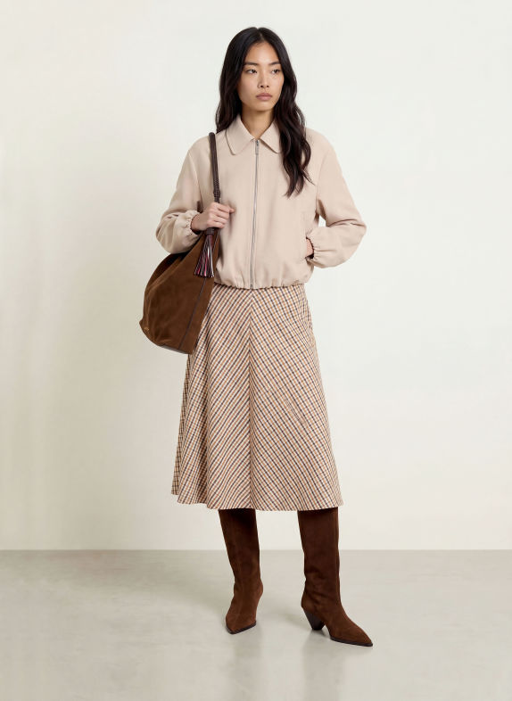 MORE & MORE Rok COGNAC / BEIGE / DONKERBLAUW