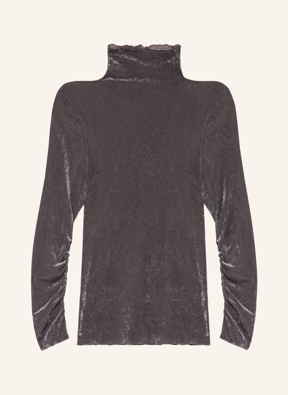 LUISA CERANO Mesh turtleneck top DARK GRAY