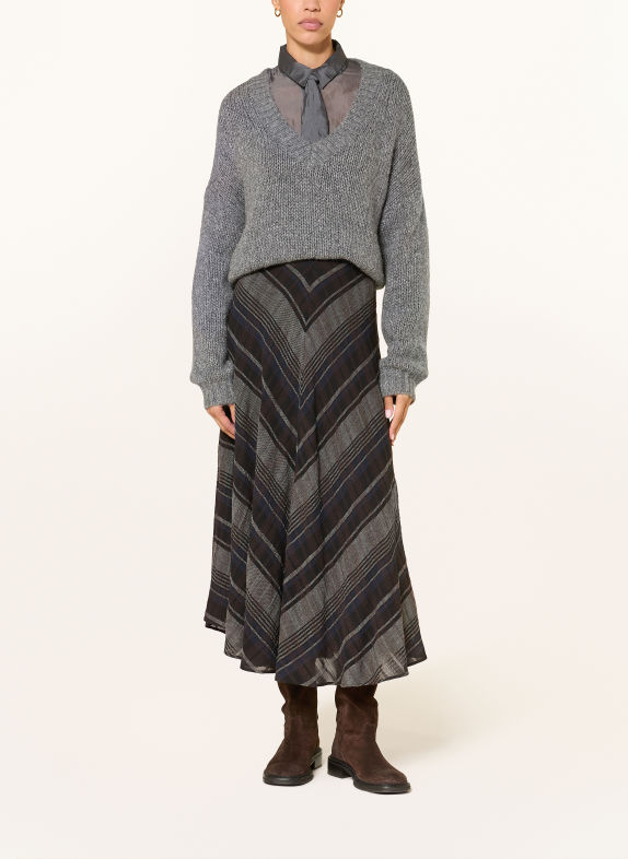 LUISA CERANO Skirt GRAY / DARK BROWN / DARK BLUE