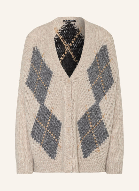 LUISA CERANO Strickjacke mit Alpaka HELLGRAU / BEIGE / GRAU