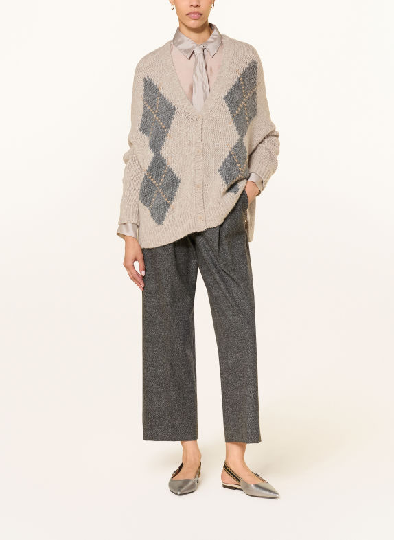 LUISA CERANO Strickjacke mit Alpaka HELLGRAU / BEIGE / GRAU