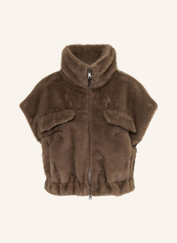 LUISA CERANO Veste sans manches en fausse fourrure MARRON