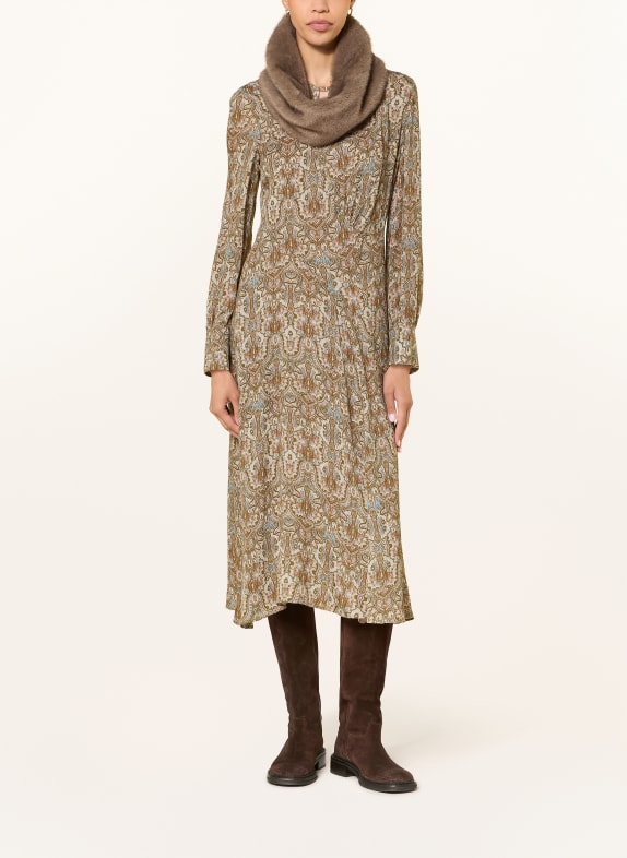 LUISA CERANO Dress with sequined trim OLIVE / SALMON / LIGHT BLUE