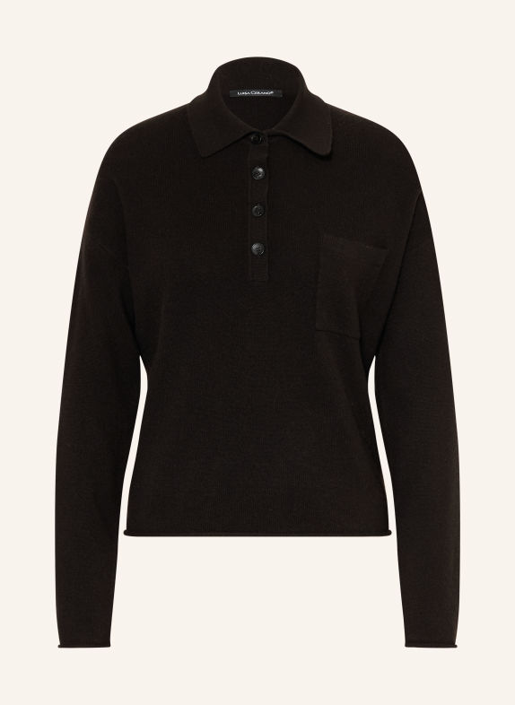 LUISA CERANO Knit polo shirt DARK BROWN