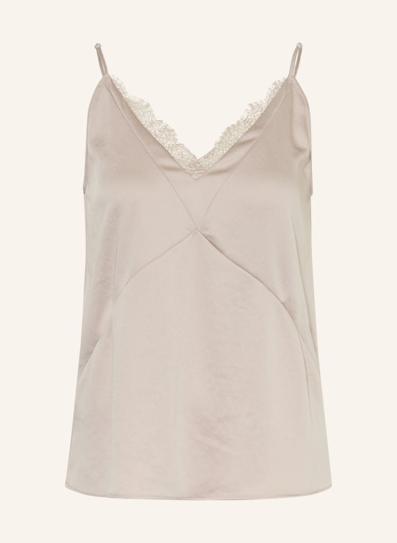 LUISA CERANO Satin blouse with lace TAUPE