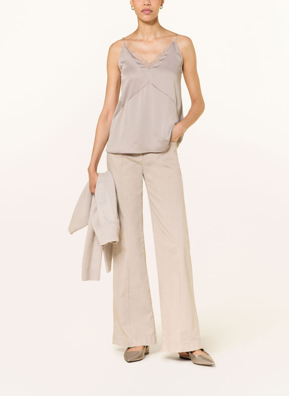 LUISA CERANO Blusentop aus Satin mit Spitze TAUPE