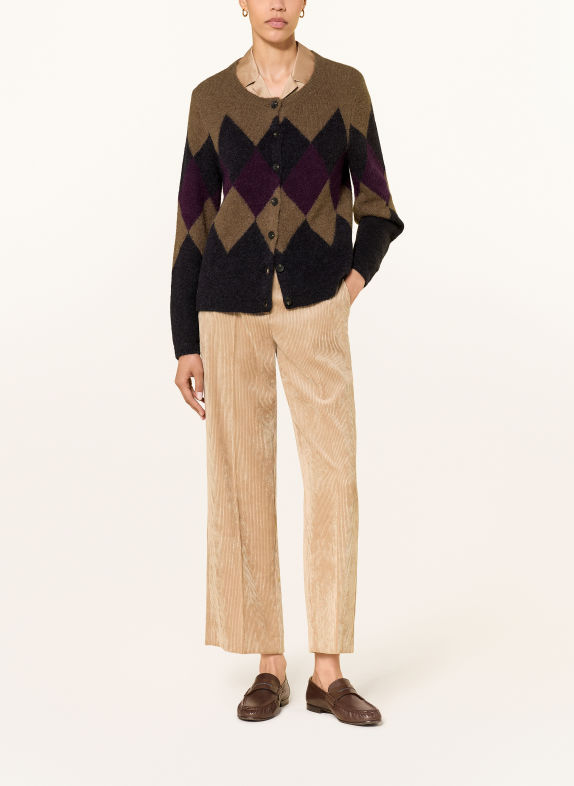 LUISA CERANO Cardigan with alpaca DARK BLUE / BROWN / PURPLE